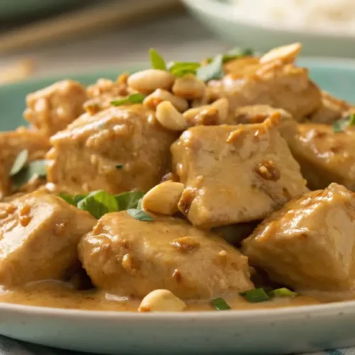 chicken with coconut lime peanut sauce​