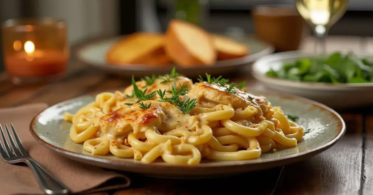Creamy French Onion Chicken Pasta Bake (5) Creamy French Onion Chicken Pasta Bake