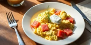 Deliciously Easy Scrambled Eggs with Smoked Trout and Crème Fraîche 17 Scrambled Eggs with Smoked Trout and Creme Fraiche